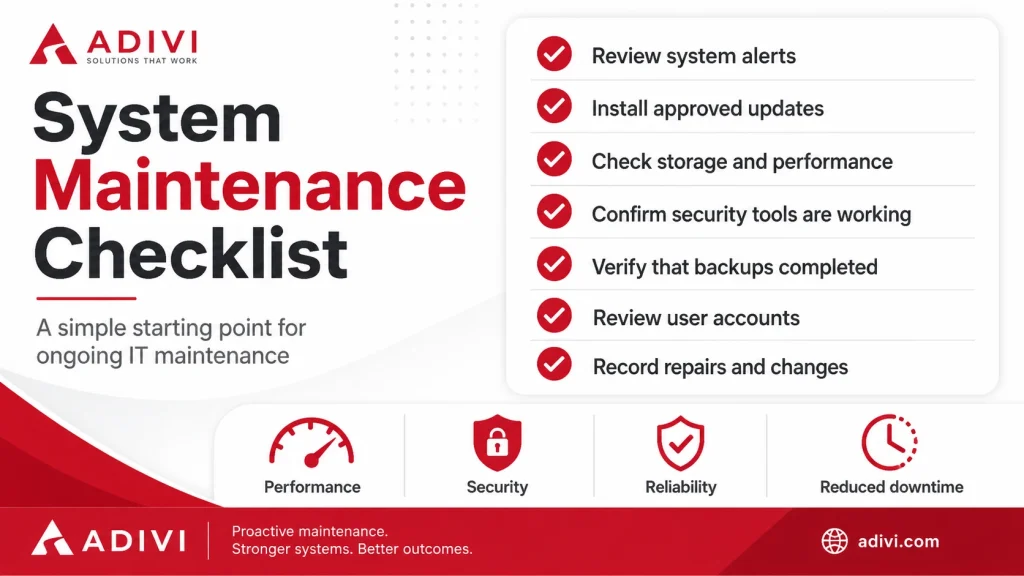 Simple System Maintenance Checklist